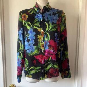 💕Marciano Floral Top - Black with Multicolor Design M EUC